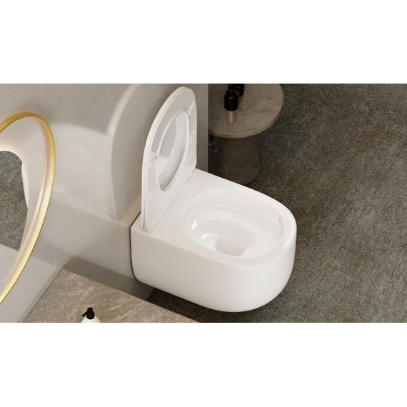 Унитаз подвесной безободковый Abber Bequem AC1104TN с тонкой крышкой микролифт (система смыва Торнадо) фото 10