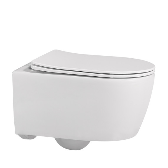 Унитаз подвесной безободковый Abber Bequem AC1104 с тонкой крышкой микролифт фото 