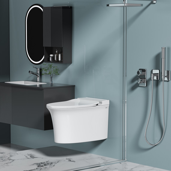 Унитаз подвесной импульсный Abber Bequem AC1124P с тонкой крышкой микролифт фото 2