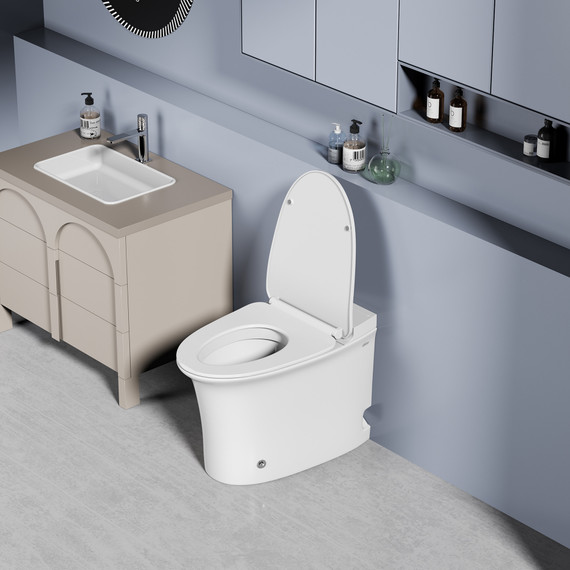 Унитаз приставной импульсный Abber Bequem AC1125P с тонкой крышкой микролифт (выпуск горизонтальный) фото 4