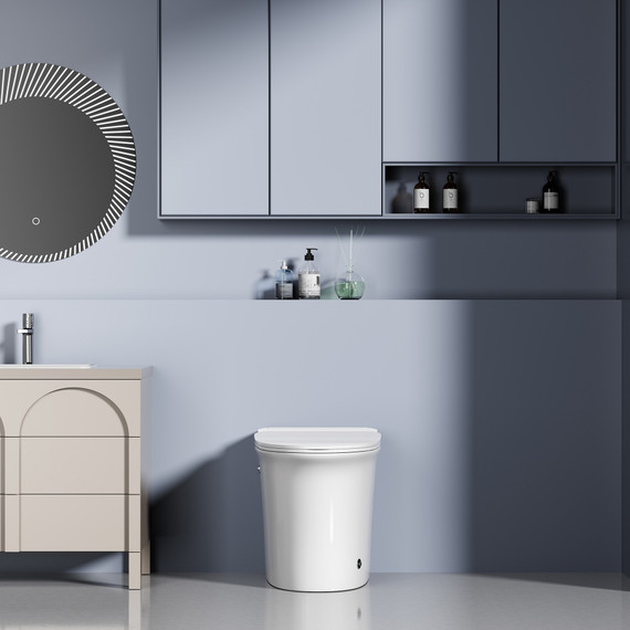 Унитаз приставной импульсный Abber Bequem AC1125P с тонкой крышкой микролифт (выпуск горизонтальный) фото 5