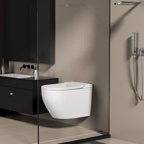 Унитаз подвесной импульсный Abber Bequem AC1126P с тонкой крышкой микролифт фото 2