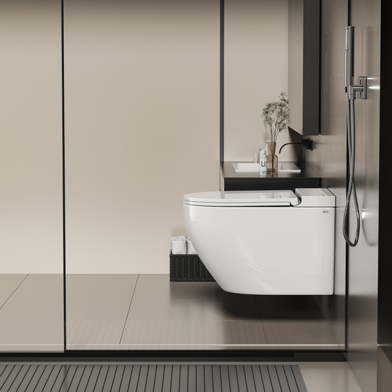 Унитаз подвесной импульсный Abber Bequem AC1126P с тонкой крышкой микролифт фото 3