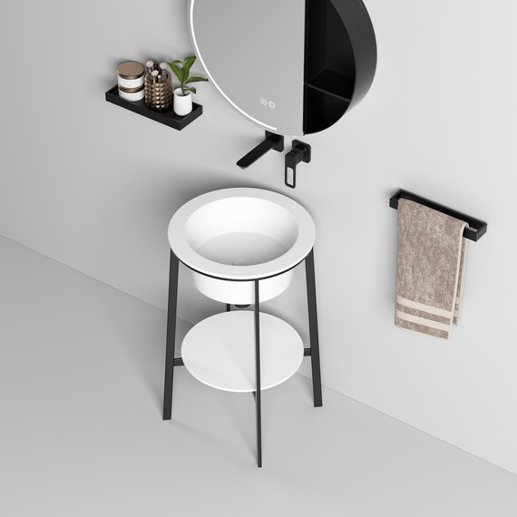 Раковина с консолью Abber Bequem 50 см AC2130MW, белый матовый фото 6