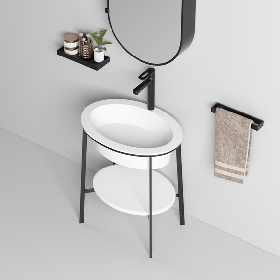 Раковина с консолью Abber Bequem 70 см AC2131MW, белый матовый фото 4