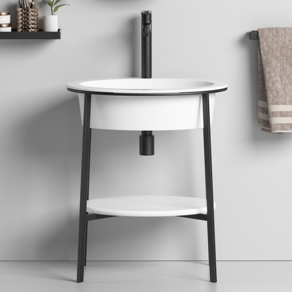 Раковина с консолью Abber Bequem 70 см AC2131MW, белый матовый фото 3