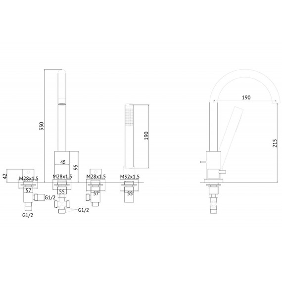 Смеситель для ванны Abber Wasser Kreis AF8113NG, никель фото 3