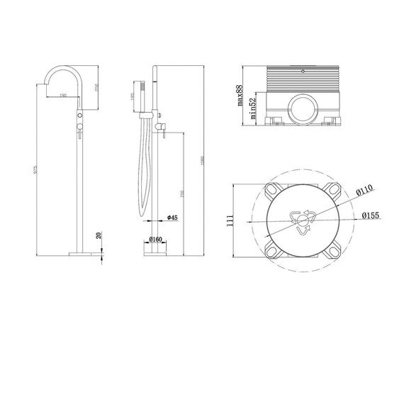 Смеситель для ванны Abber Wasser Kreis AF8115N (со скрытой частью) фото 6