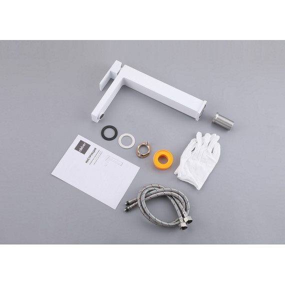 Смеситель для раковины высокий Abber Daheim AF8211W, белый матовый фото 5