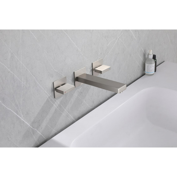 Смеситель для раковины настенный Abber Daheim AF82122SP (со скрытой частью) сатин фото 2