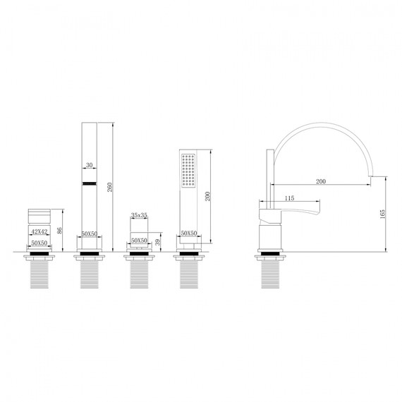 Смеситель для ванны Abber Wasserfall AF8613SP, сатин фото 3