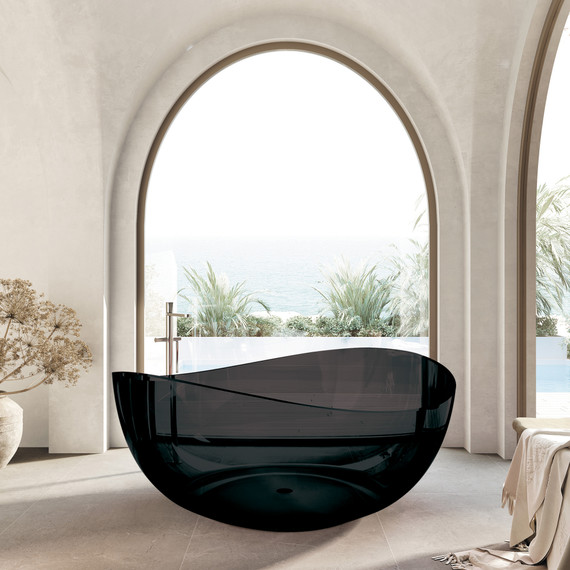 Ванна прозрачная Abber Kristall 150x150 см AT9705Onyx, чёрный фото 2