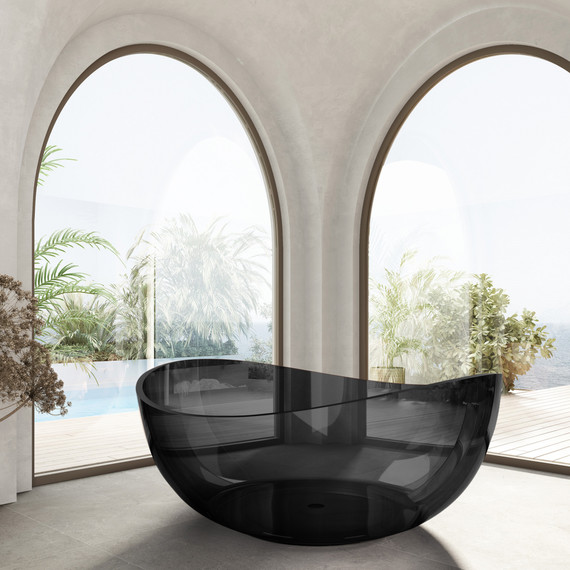 Ванна прозрачная Abber Kristall 150x150 см AT9705Onyx, чёрный фото 3