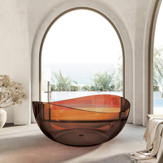 Ванна прозрачная Abber Kristall 150x150 см AT9705Opal, коричневый фото 2