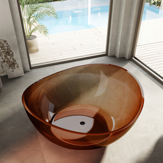 Ванна прозрачная Abber Kristall 150x150 см AT9705Opal, коричневый фото 3