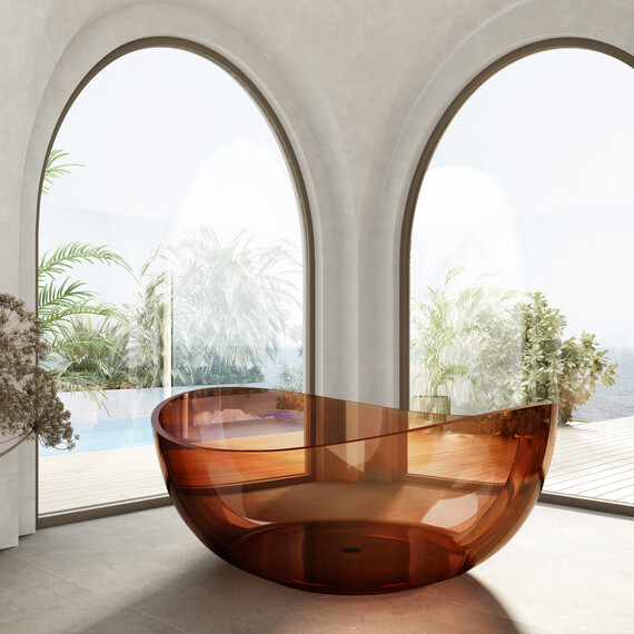 Ванна прозрачная Abber Kristall 150x150 см AT9705Opal, коричневый фото 4