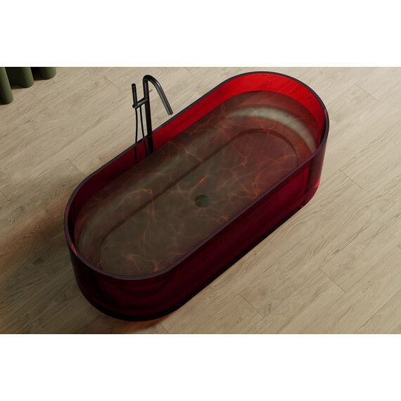 Ванна прозрачная Abber Kristall 170x75 см AT9708Rubin, красный фото 5