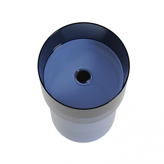 Раковина напольная прозрачная Abber Kristall 45 см AT2701Saphir-H, синий фото 6