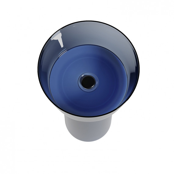 Раковина напольная прозрачная Abber Kristall 45 см AT2702Saphir-H, синий фото 6