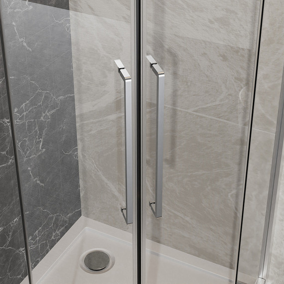 Душевое ограждение Azario OSAKA 100х100 см AZ-092K2-100-BGL-CL, золото брашированное/прозрачное фото 6