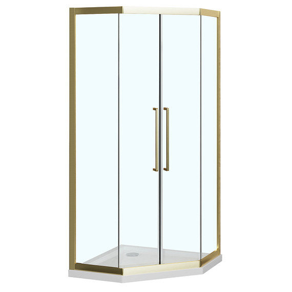 Душевое ограждение Azario OSAKA 100х100 см AZ-092K2-100-BGL-CL, золото брашированное/прозрачное фото 2