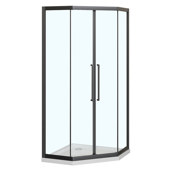 Душевое ограждение Azario OSAKA 100х100 см AZ-092K2-100-MB-CL, чёрный матовый/прозрачное фото 2