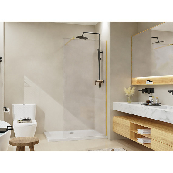 Душевая перегородка Azario Walk-in 120 см AZ-251-120-BGL-CL (стекло 8 мм) золото брашированное/прозрачное фото 7