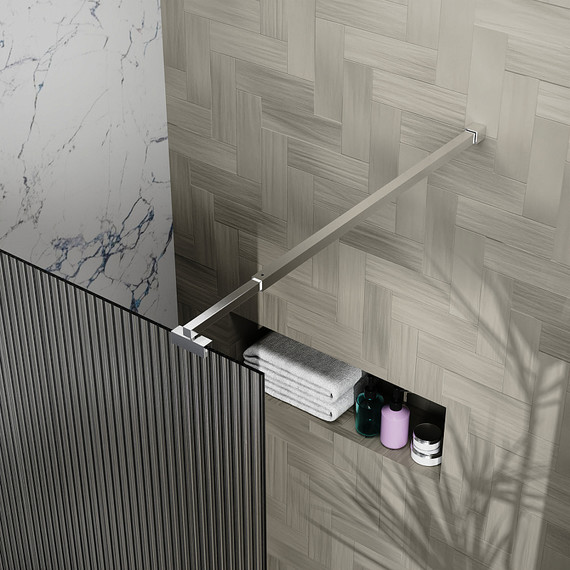 Душевая перегородка Azario Walk-in 90 см AZ-251-90-BGL-CRF (стекло 8 мм) золото брашированное/рифленое фото 4