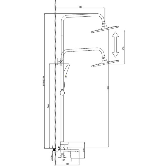 Душевая стойка Azario Alanti AZ-K2332-1GR, графит фото 8