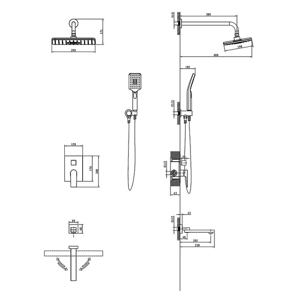 Душевая система для ванны Azario Arida AZ-K7354BN (со скрытой частью) сатин фото 7