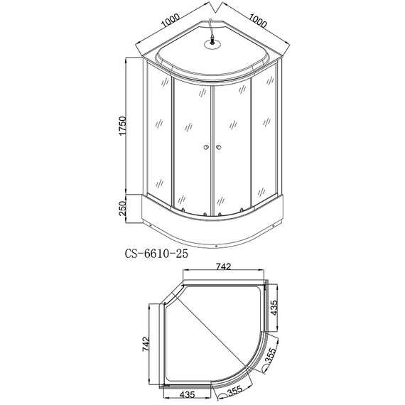 Душевая кабина Loranto 100х100 см CS-6610-25K 100, хром/узор фото 3