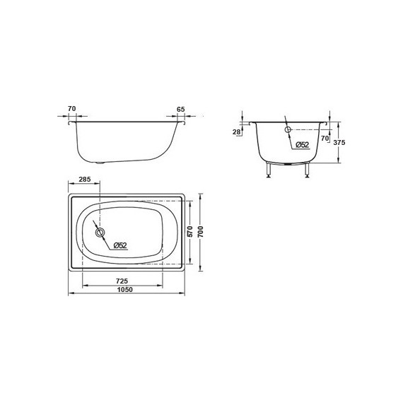 Ванна стальная BLB Europa 105х70 см фото 5