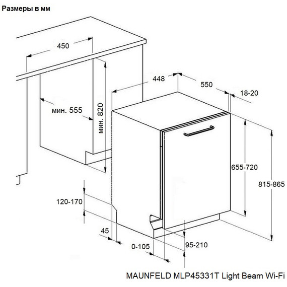 Встраиваемая посудомоечная машина Maunfeld MLP45331T Light Beam Wi-Fi фото 16