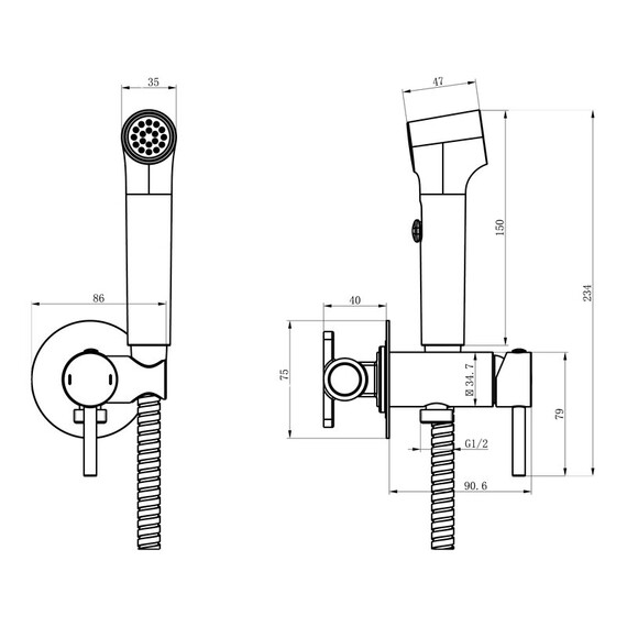 Гигиенический душ Grossman Solis 502.K35.07.320, золото брашированное фото 4