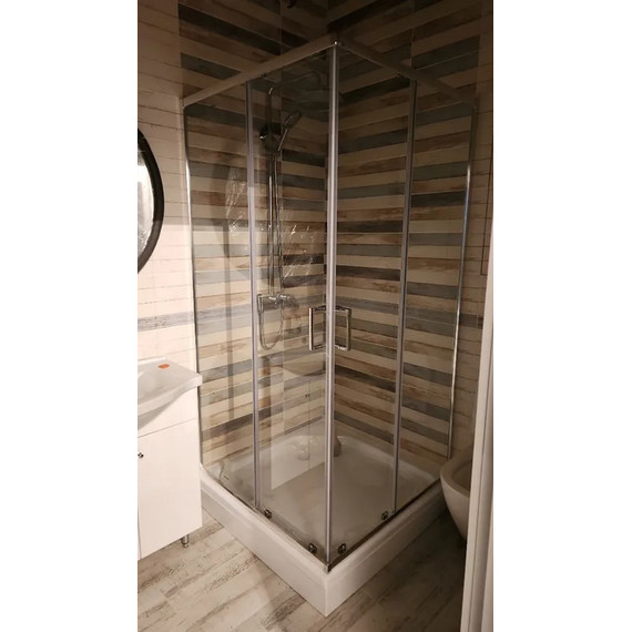 Душевое ограждение Abber Schwarzer Diamant 100х100 см AG021005, хром/прозрачное фото 4