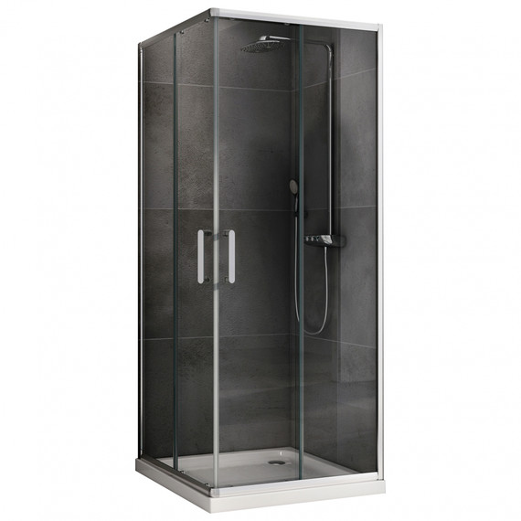 Душевое ограждение Abber Schwarzer Diamant 100х100 см AG021005, хром/прозрачное фото 