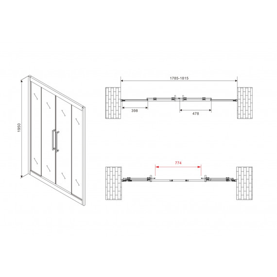 Душевая дверь Abber Schwarzer Diamant 180 см AG33180BH, чёрный/прозрачное фото 8