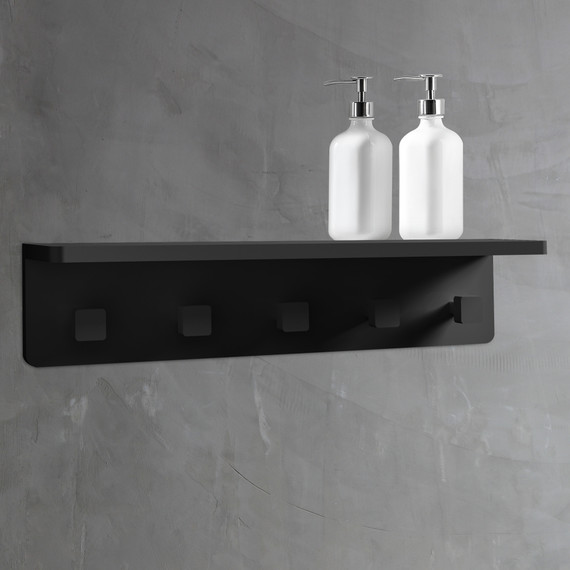 Набор крючков с полкой ABBER Stein AS1651MB, цвет чёрный матовый фото 