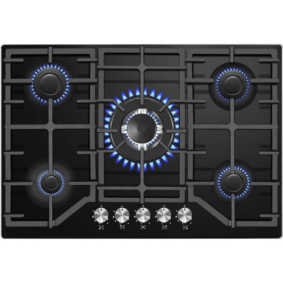 Газовая варочная поверхность Maunfeld EGHG.75.83CB/G (чёрное стекло) фото 