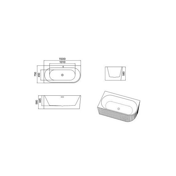 Ванна акриловая Azario LAGO BLANCO 150x75 см AZ-6724-1CL 15075 L фото 7