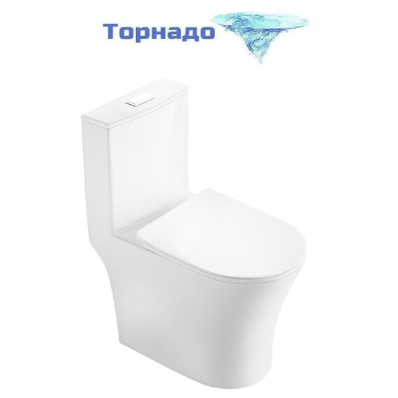 Унитаз-моноблок с ультратонким ободком Grossman Thin Rim GR-5607SQ с тонкой крышкой микролифт (система смыва Торнадо) фото 