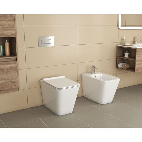 Унитаз приставной безободковый Grossman Classic GR-PR4414S с тонкой крышкой микролифт фото 2