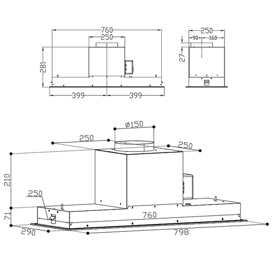 Вытяжка Korting KHI 9099 ICGN (чёрное стекло) фото 11