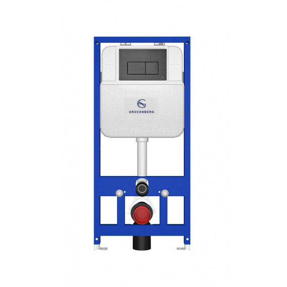 Инсталляция для подвесного унитаза Grocenberg GS3050-KM3070BG с кнопкой смыва графит фото 