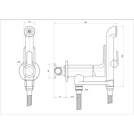 Набор для гигиенического душа Aquatek Альфа AQ1919BG (со скрытой частью) золото шлифованное фото 10