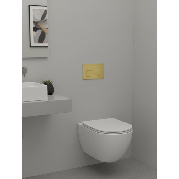 Инсталляция для подвесного унитаза Grocenberg GS3050-KM3070MG с кнопкой смыва золото матовое фото 10