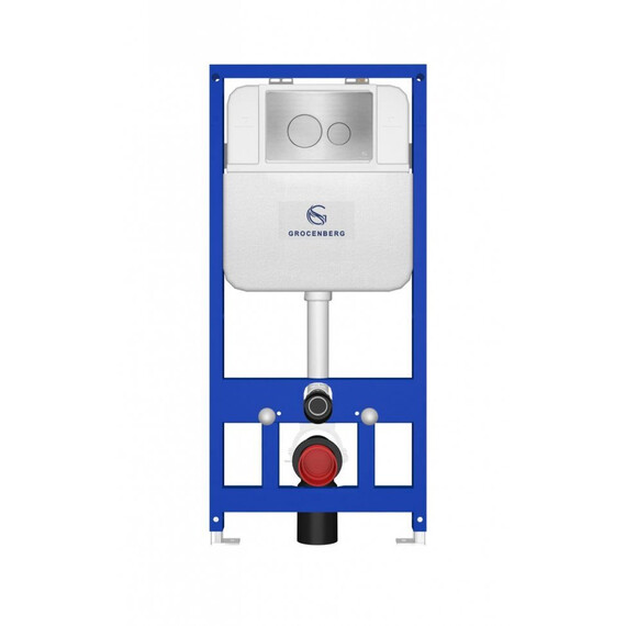 Инсталляция для подвесного унитаза Grocenberg GS3050-KM3090NK с кнопкой смыва никель фото 