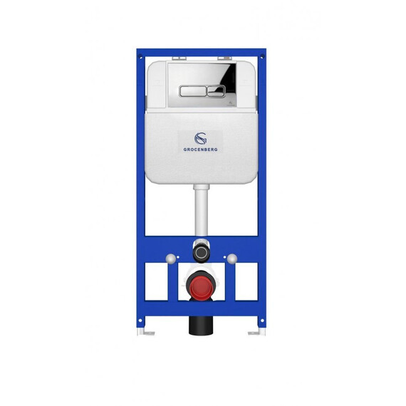 Инсталляция для подвесного унитаза Grocenberg GS3050-KP3060CR с кнопкой смыва хром фото 