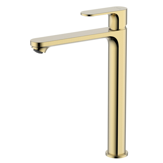 Смеситель для раковины высокий Aquatek Альфа AQ1904BG, золото шлифованное фото 