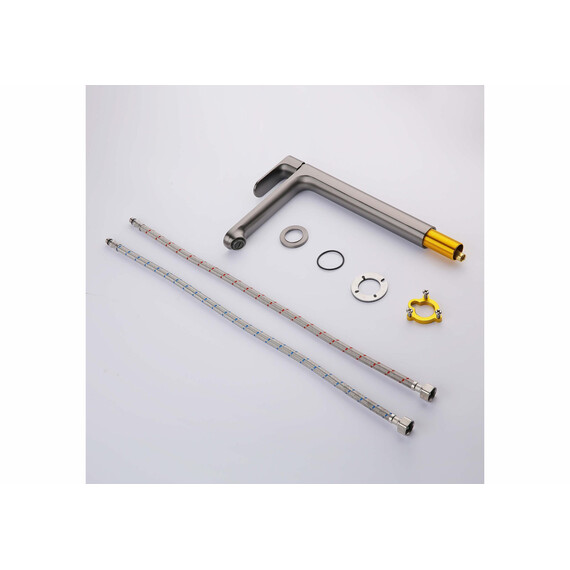 Смеситель для раковины высокий Aquatek Альфа AQ1904BGM, оружейная сталь фото 8